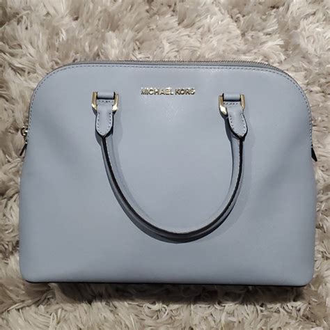 Michael Kors Cindy Large Saffiano Leather Satchel PALE BLUE